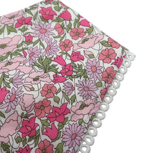Load image into Gallery viewer, Liberty London Baby Bib Poppy and Daisy Pink with lace