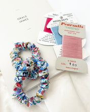 Load image into Gallery viewer, Liberty London Silk Scrunchie Poppy Daisy Blue