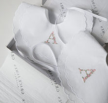 Load image into Gallery viewer, Personalised Scalloped Floral Letter Bib