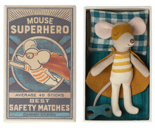 Load image into Gallery viewer, Maileg Super hero mouse, Little brother matchbox
