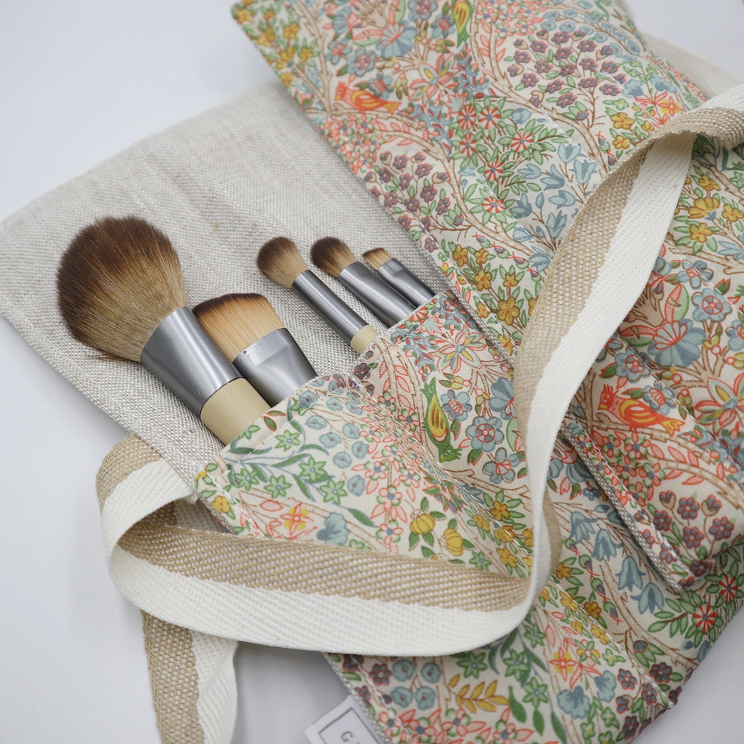 Rare Vintage Liberty London and Irish Linen Makeup Brush Roll