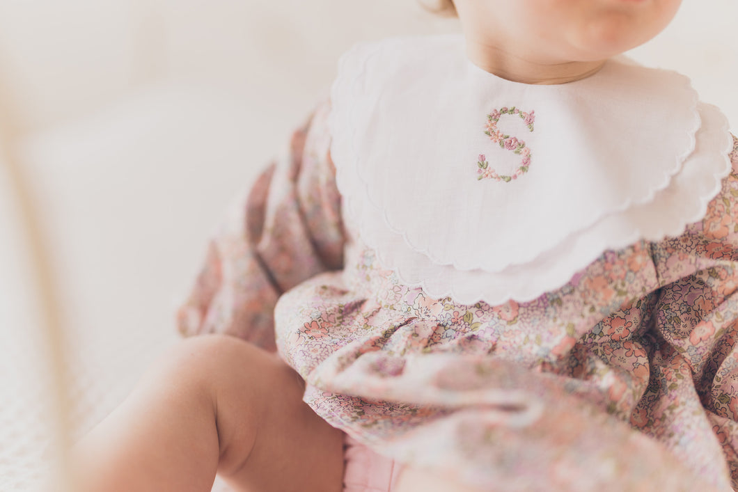 Personalised Scalloped Floral Letter Bib