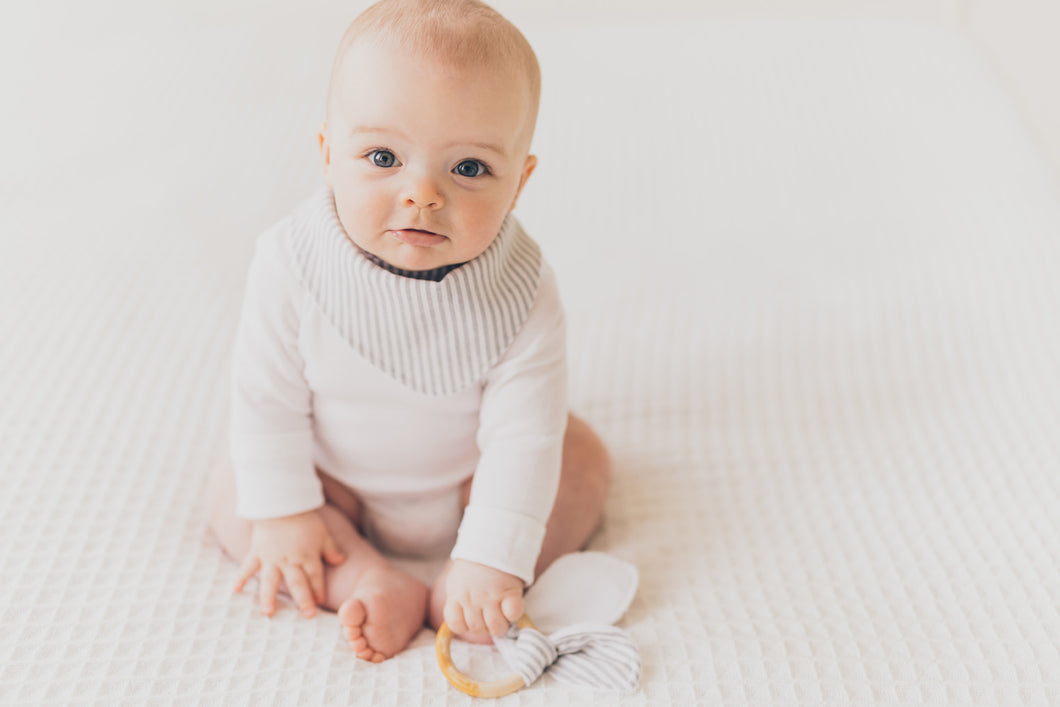 Essex Linen stripe dribble bib