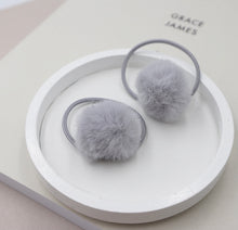 Load image into Gallery viewer, Grey Pom Pom Hair Bobbles
