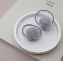 Load image into Gallery viewer, Grey Pom Pom Hair Bobbles
