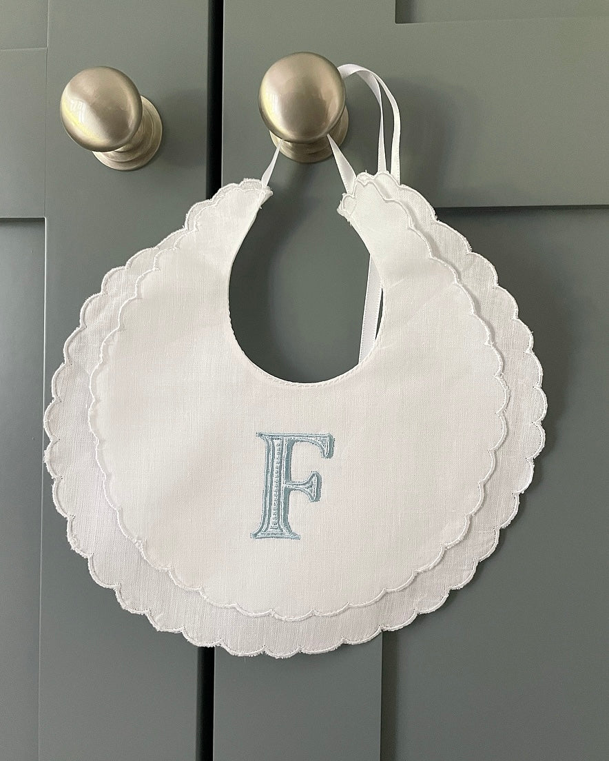 Personalised Scalloped Ribbed Font Letter Bib