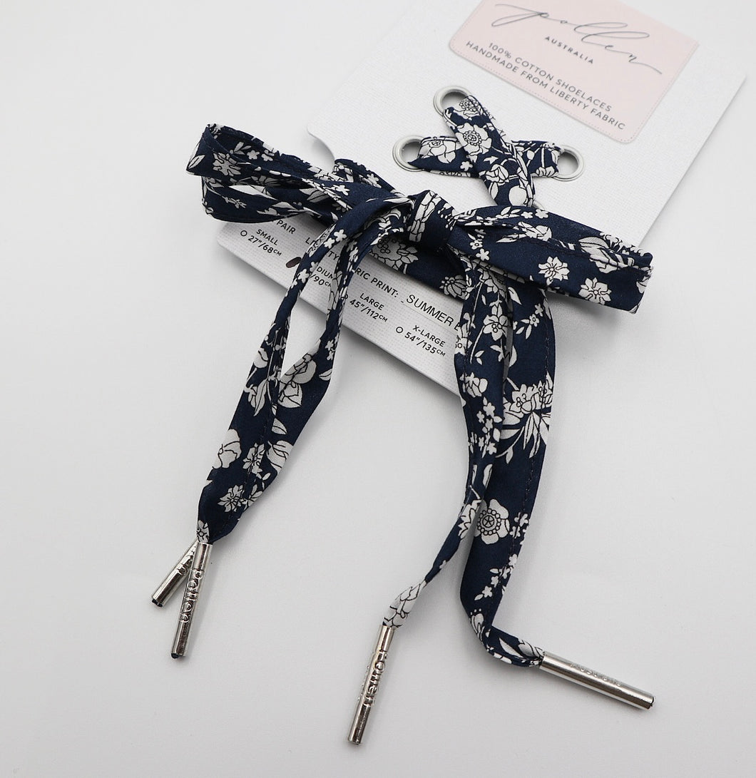 Liberty Shoes Laces Summer Blooms Navy