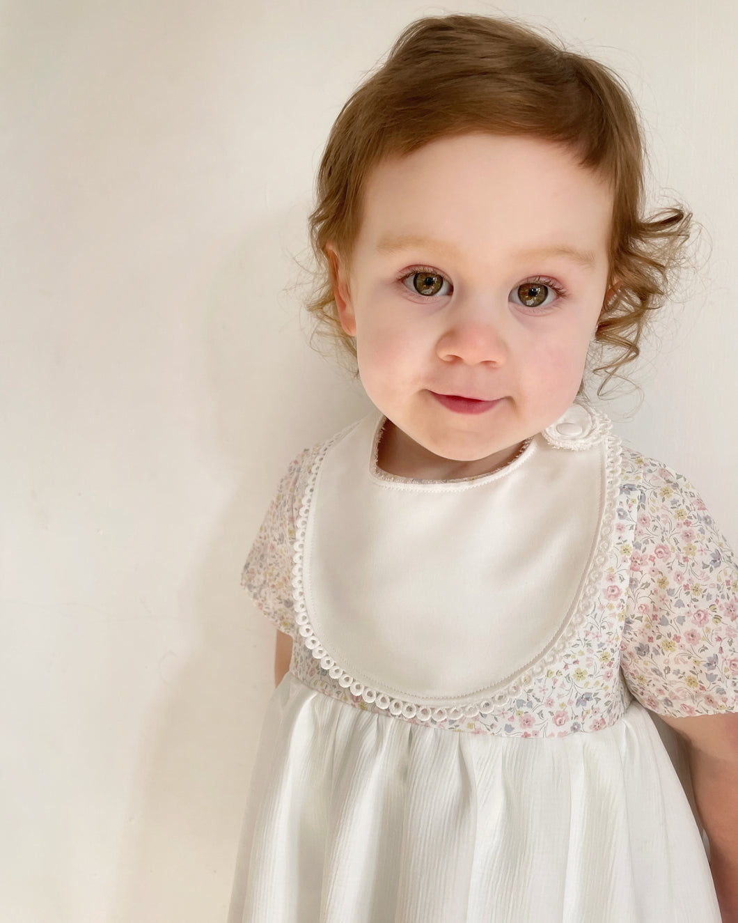 Duchess Ivory satin and lace bib