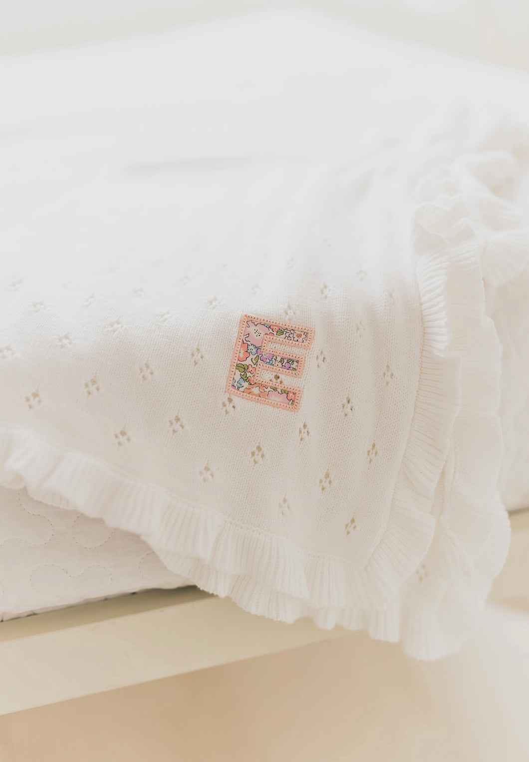 Personalised Ruffle Blanket - Off White