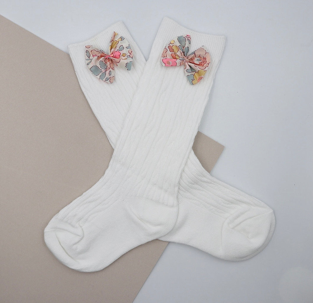 Cream Liberty Bow Socks